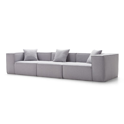 Long 3 Piece Light Grey Settee Set | Compressed Sofa | Muzhan Furniture