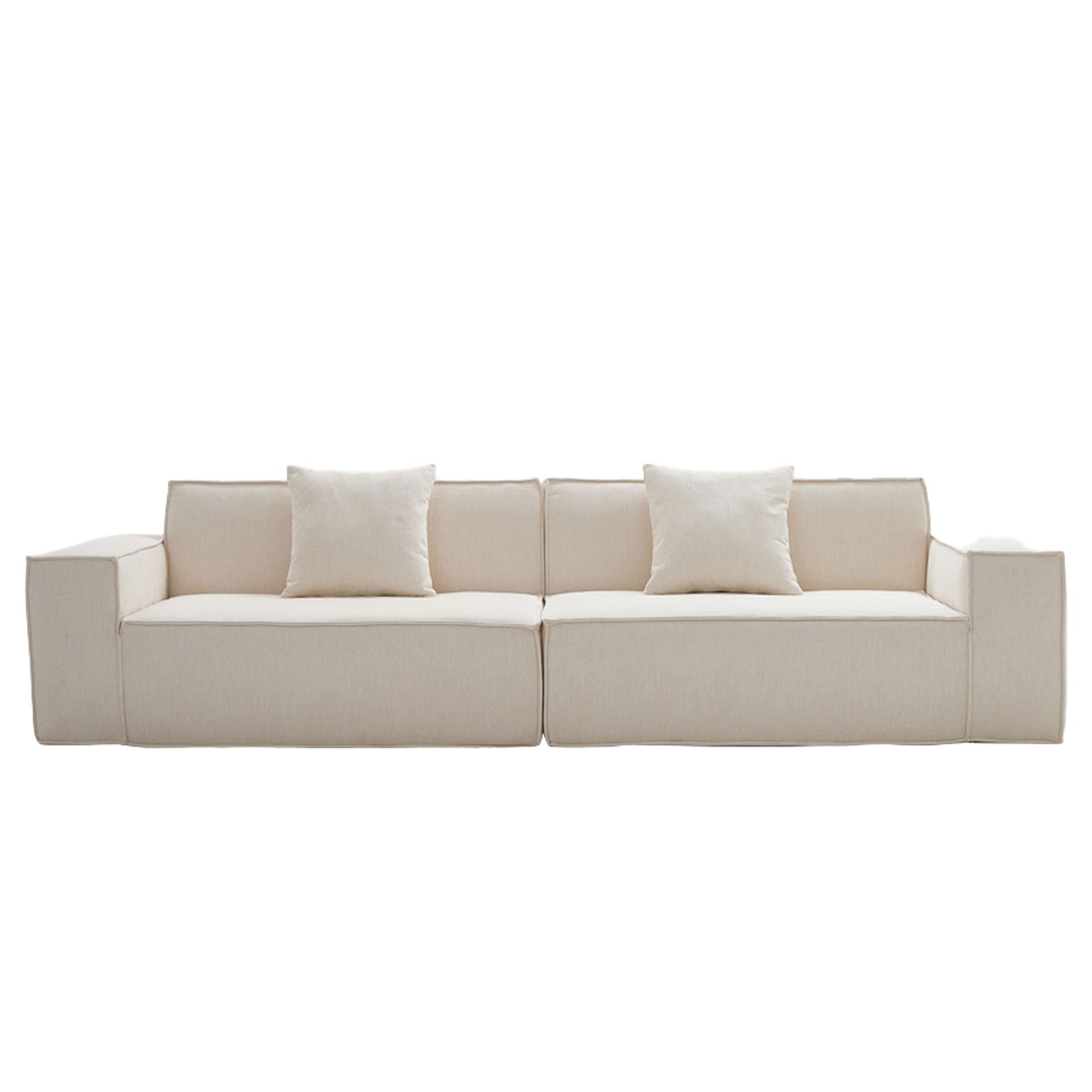 Large High Back Beige Home Settee | Compressed Sofa | Muzhan Furniture