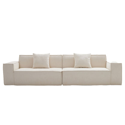 Large High Back Beige Home Settee | Compressed Sofa | Muzhan Furniture