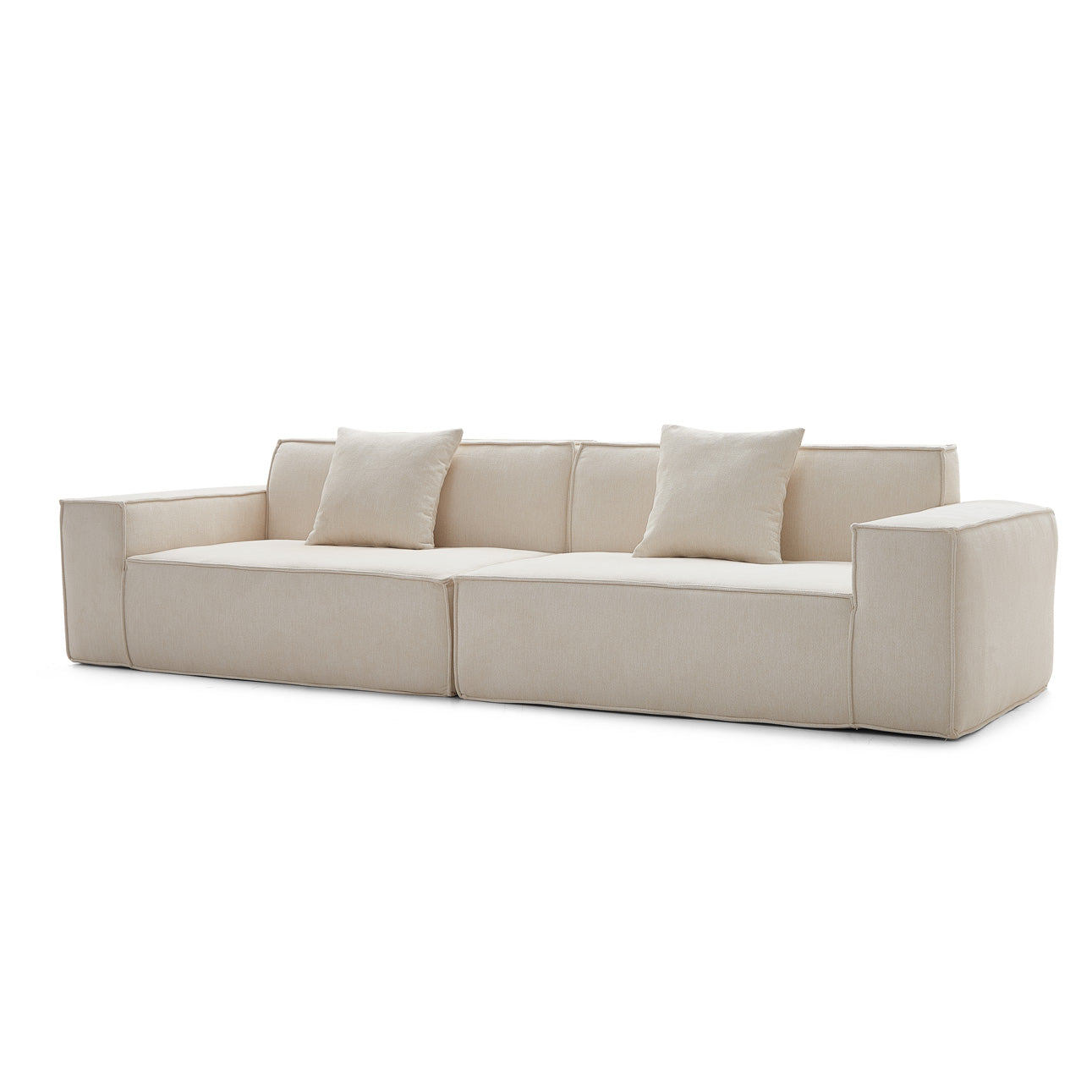 Large High Back Beige Home Settee | Compressed Sofa | Muzhan Furniture