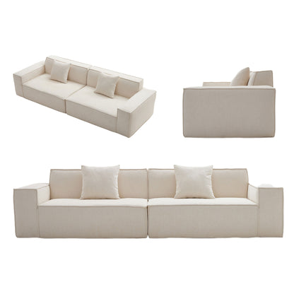 Large High Back Beige Home Settee | Compressed Sofa | Muzhan Furniture